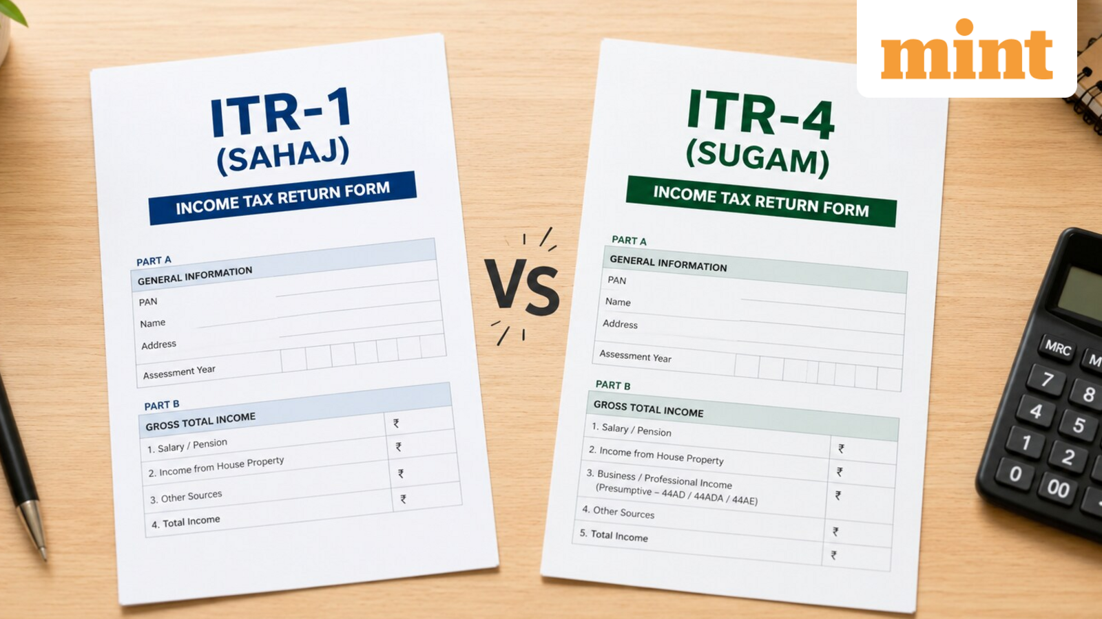 ITR filing AY 2026–27: Difference between ITR-1 and ITR-4 — who should file which form?