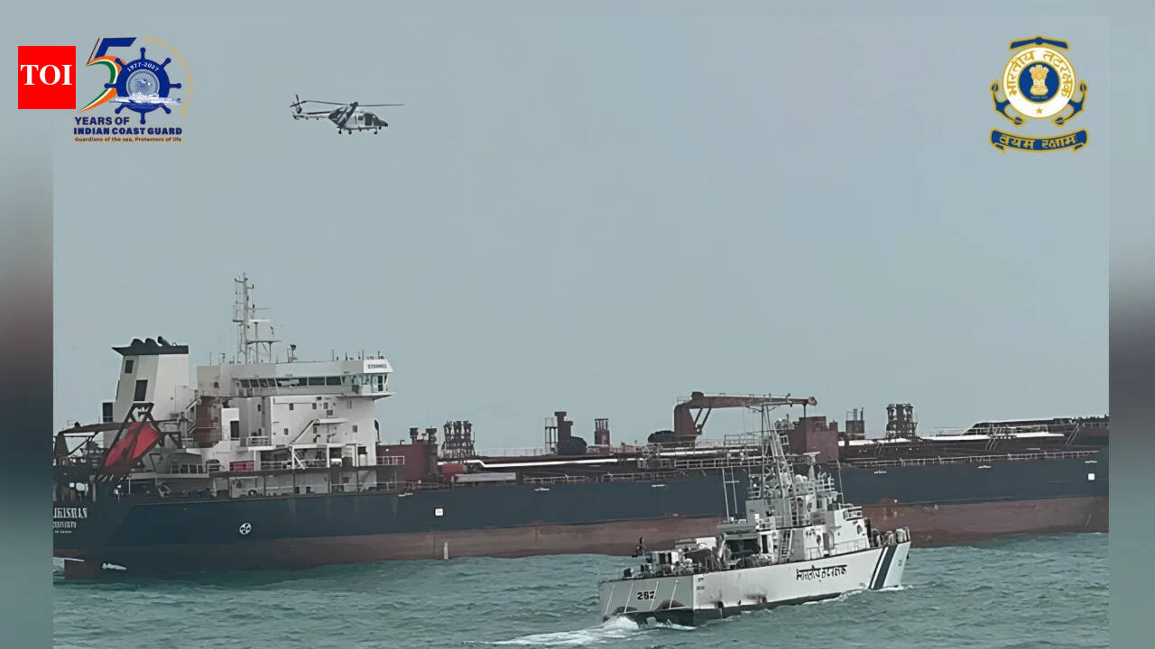 Indian Coast Guard: Coast Guard airlifts ailing seafarer from ship off Gujarat coast despite rough seas, adverse weather | India News
