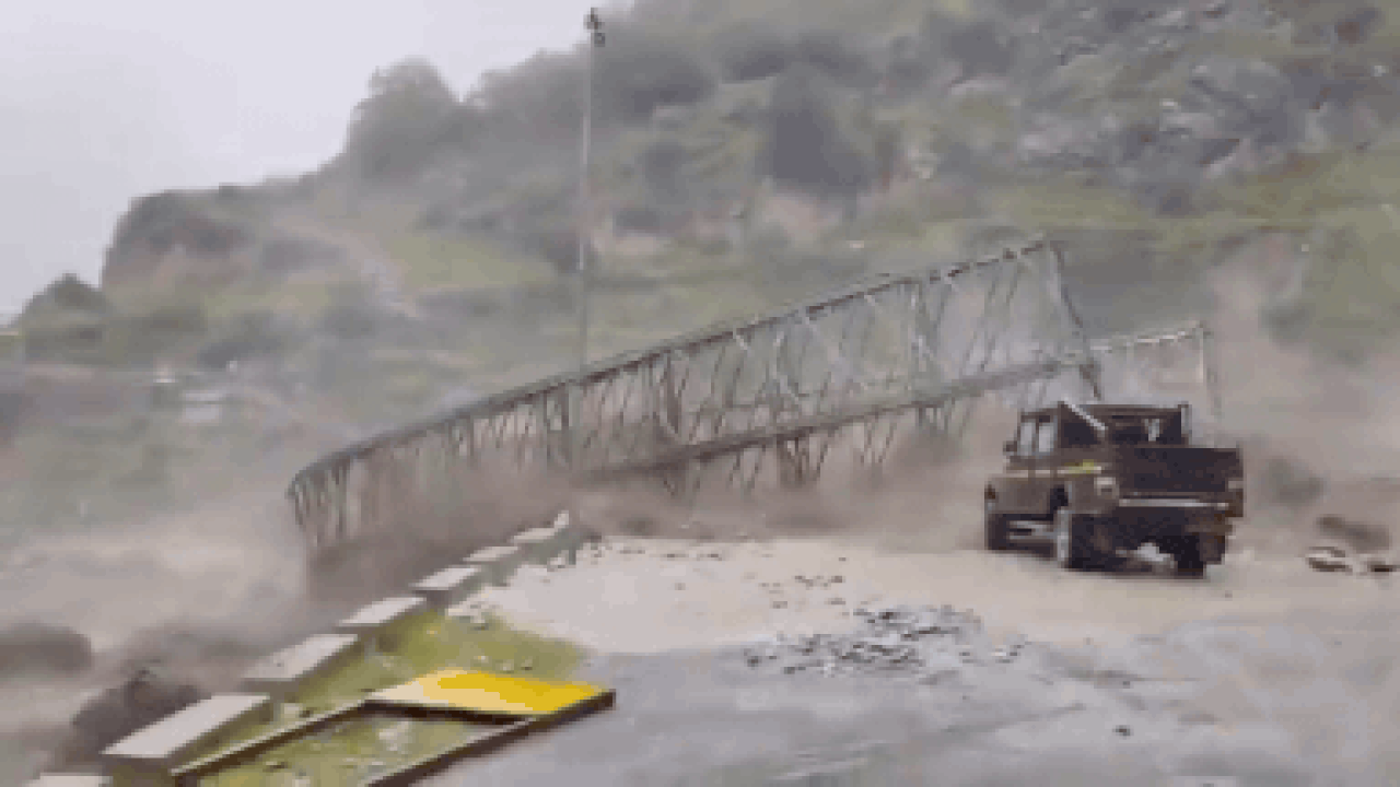 On camera: Swollen river sweeps away bridge after flash flood in Uttarakhand’s Chamoli | India News