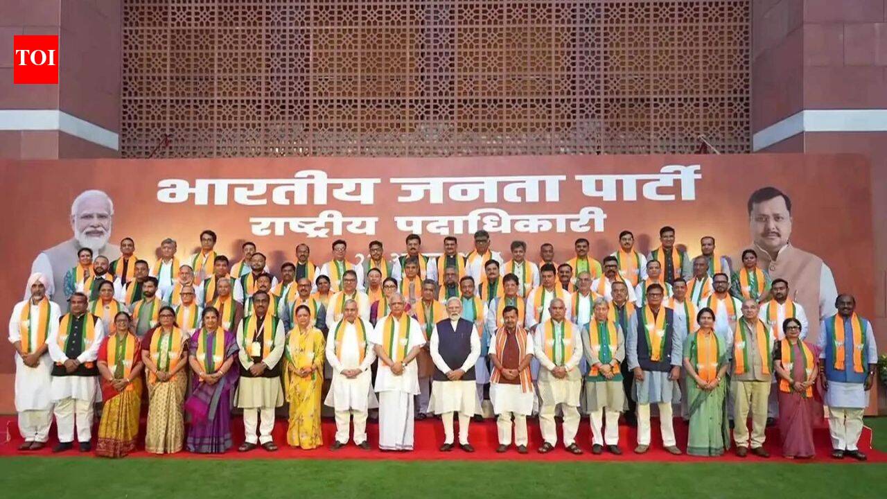 PM Modi meets BJP’s new 65-member national team at party headquarter | India News