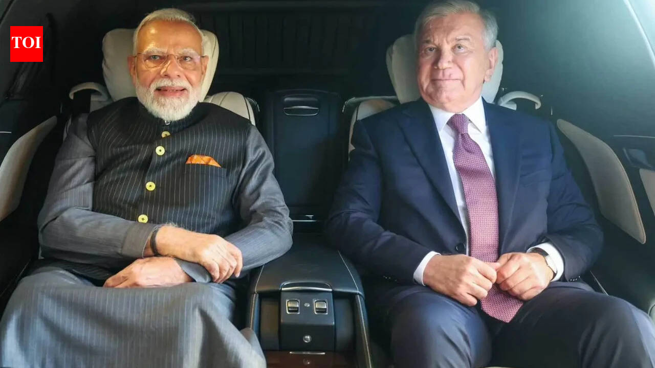 PM Modi received by Uzbek President Mirziyoyev in Tashkent, leaders share car ride | India News