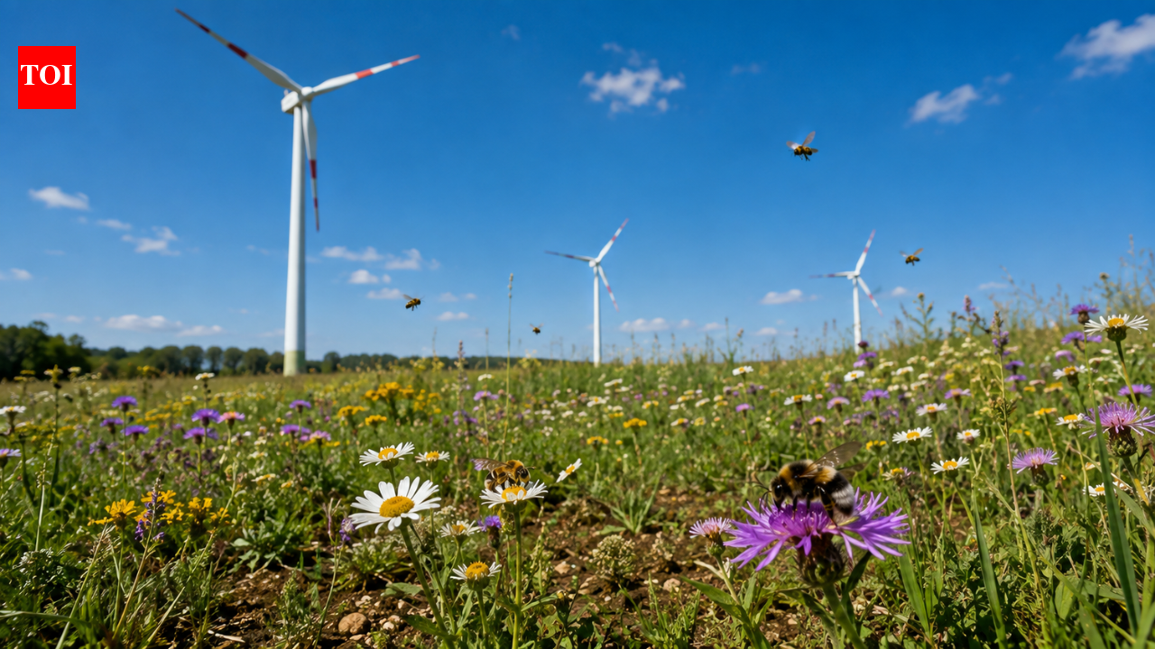 The ground beneath 394-foot wind turbines in Poland became unexpected nesting and feeding grounds for wild bees in farmland
